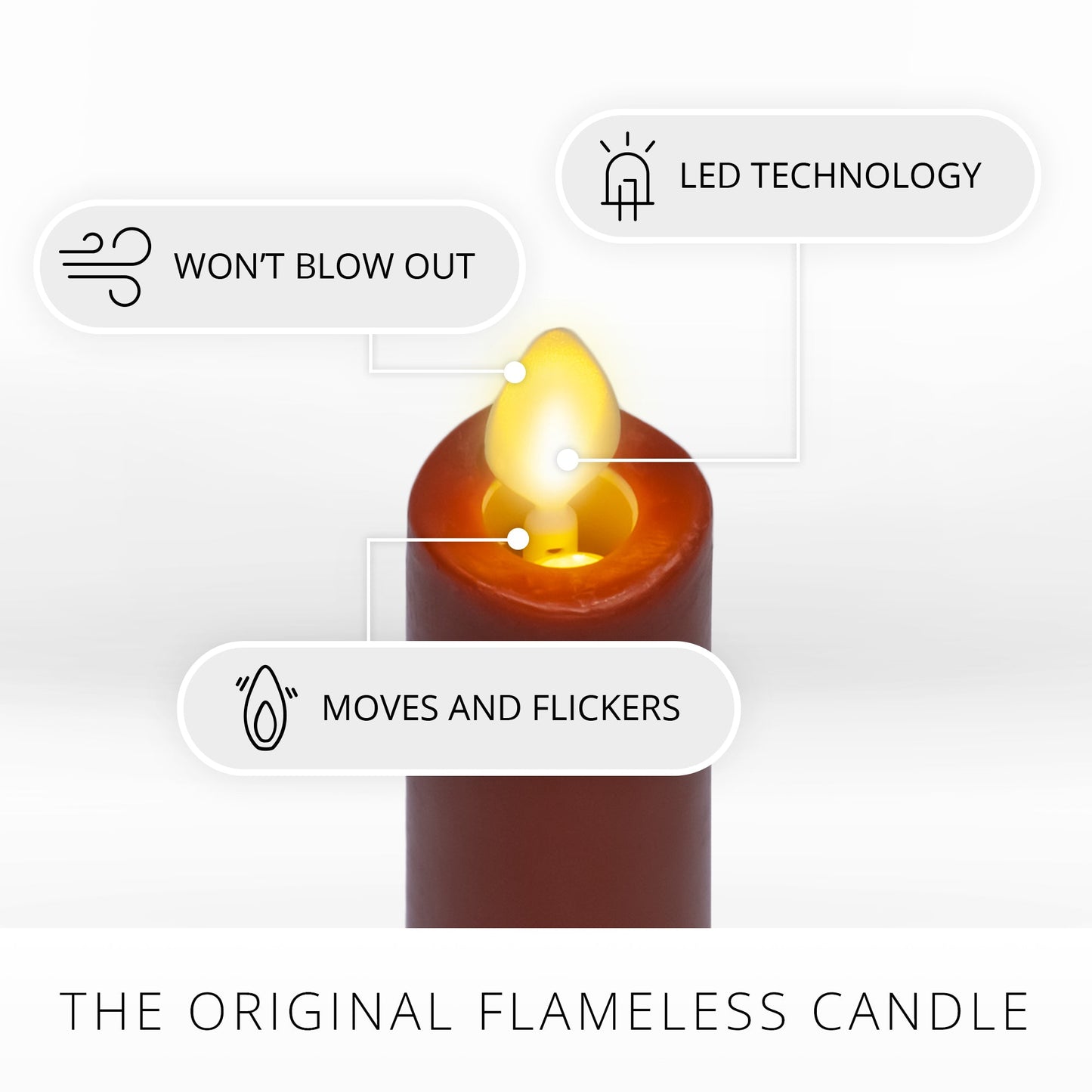 Burnt Orange Flameless Candle Taper