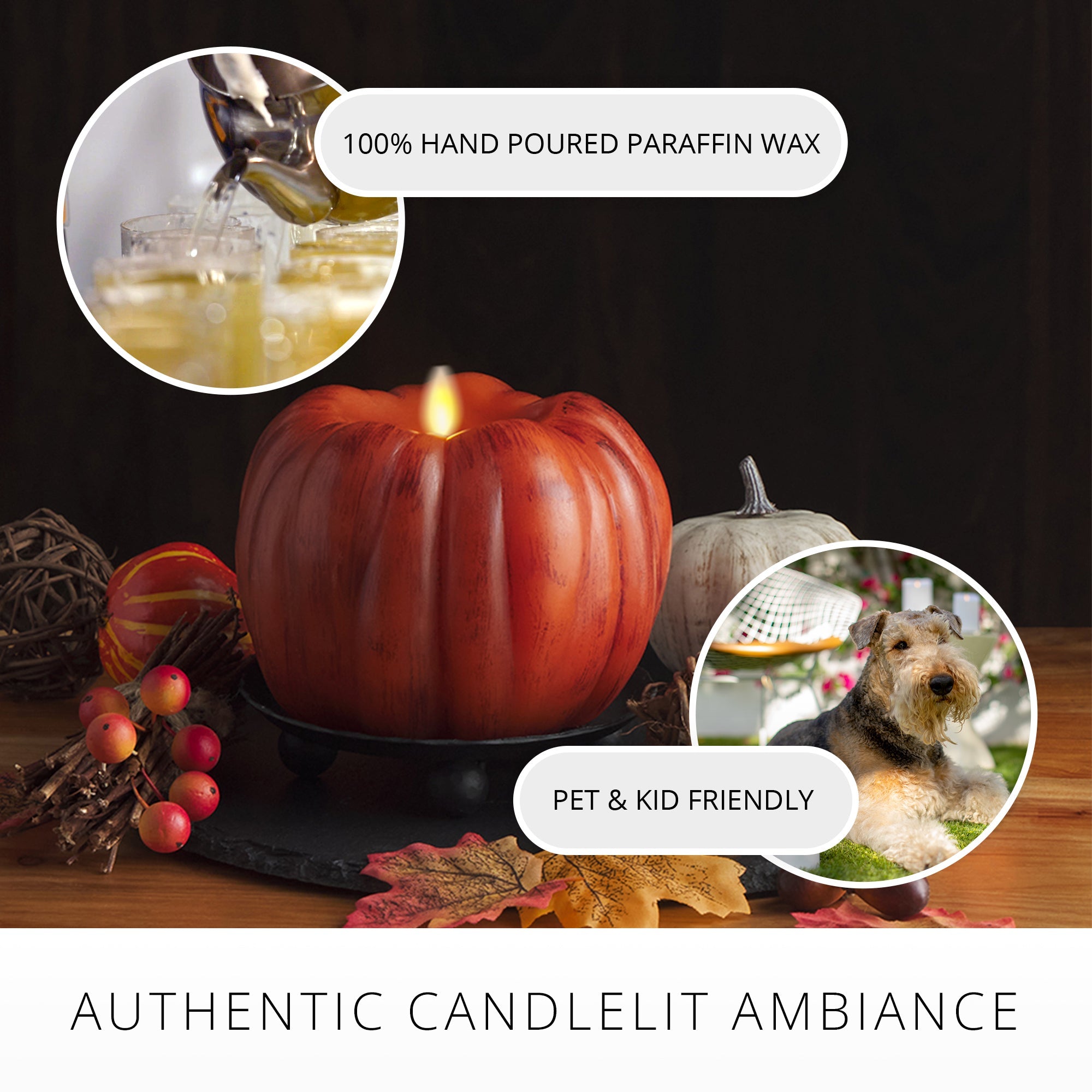 Burnt Orange Flameless Candle Pumpkin