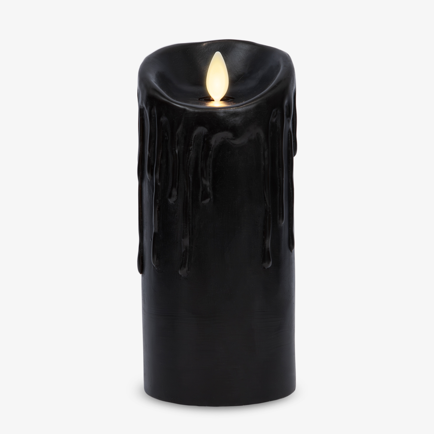 Black Wax Drip Flameless Candle Pillar