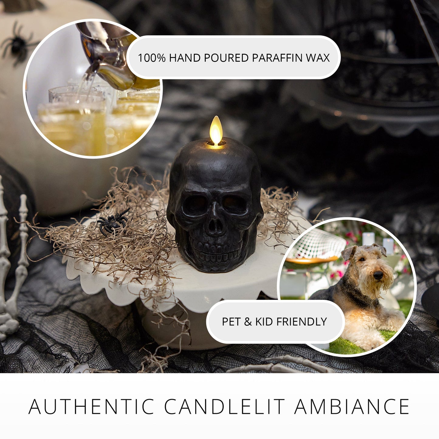 Black Small Flameless Candle Skull