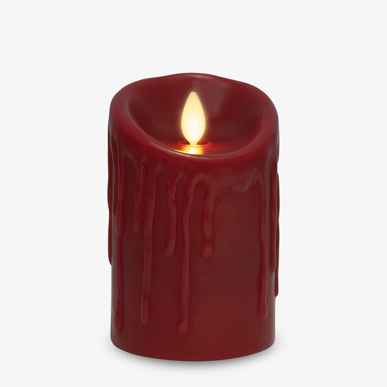 Burgundy Wax Drip Flameless Candle Pillar