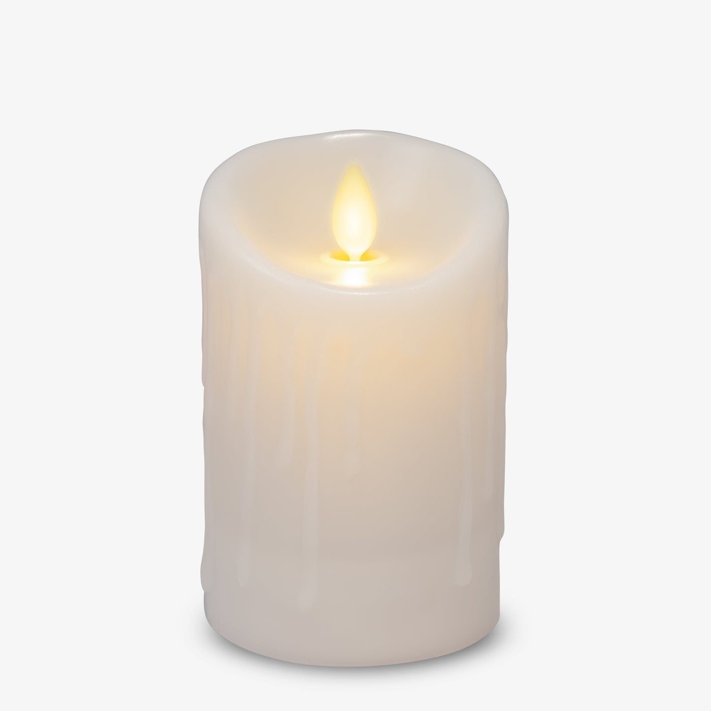 White Wax Drip Flameless Candle Pillar