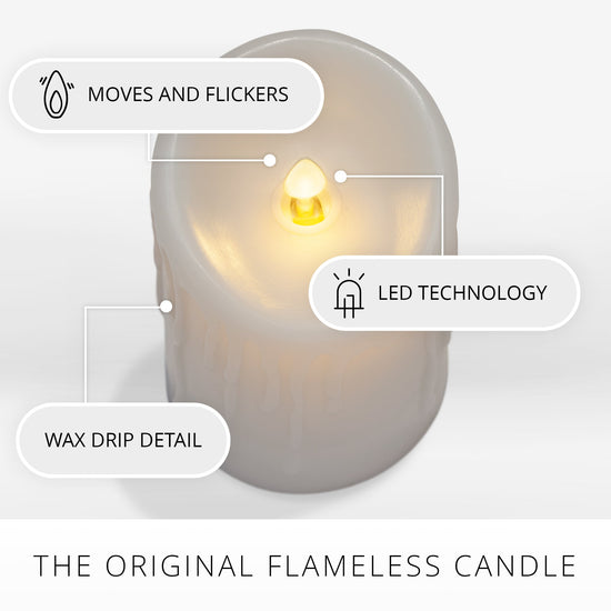 White Wax Drip Flameless Candle Pillar