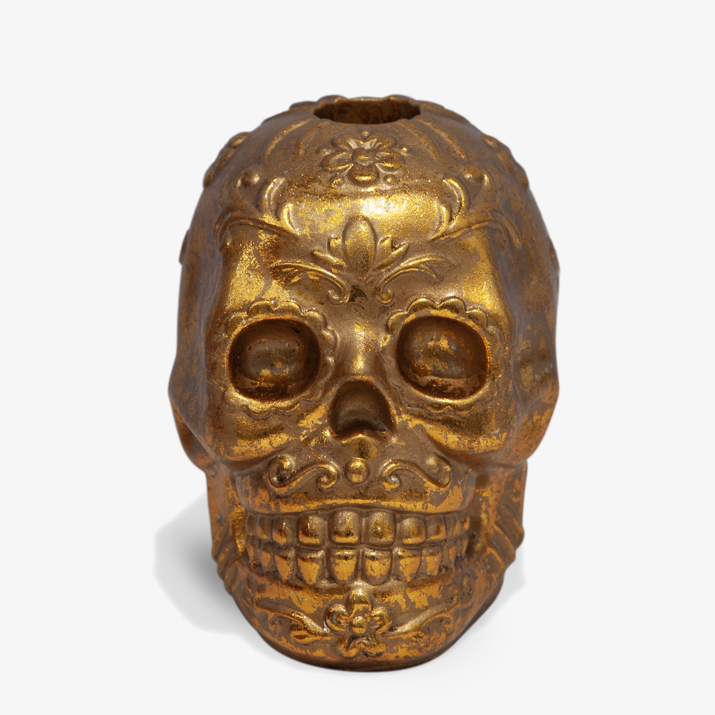 Foiled Gold Day of the Dead Skull Taper Holder