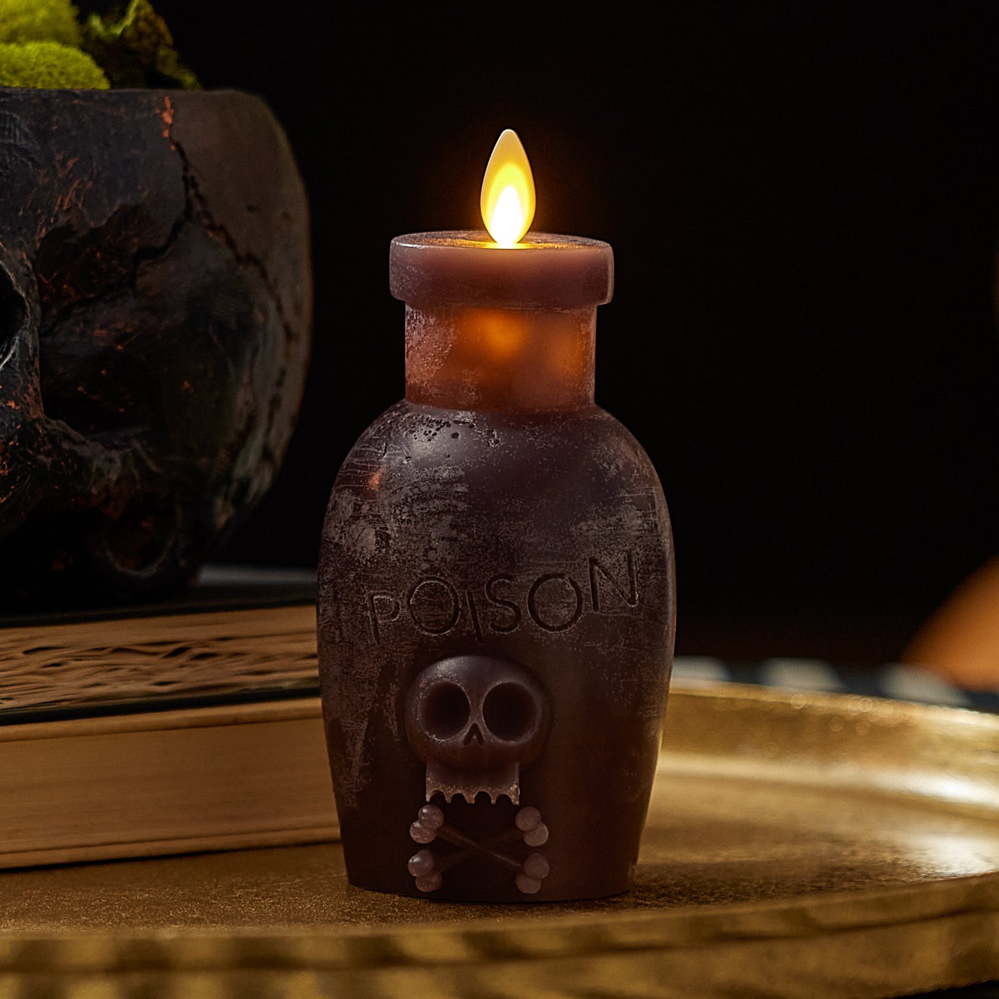 Dark Chocolate Chalky Flameless Candle Poison Bottle