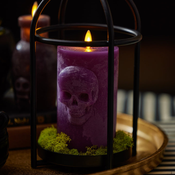 Imperial Purple Chalky Flameless Candle Skull Pillar