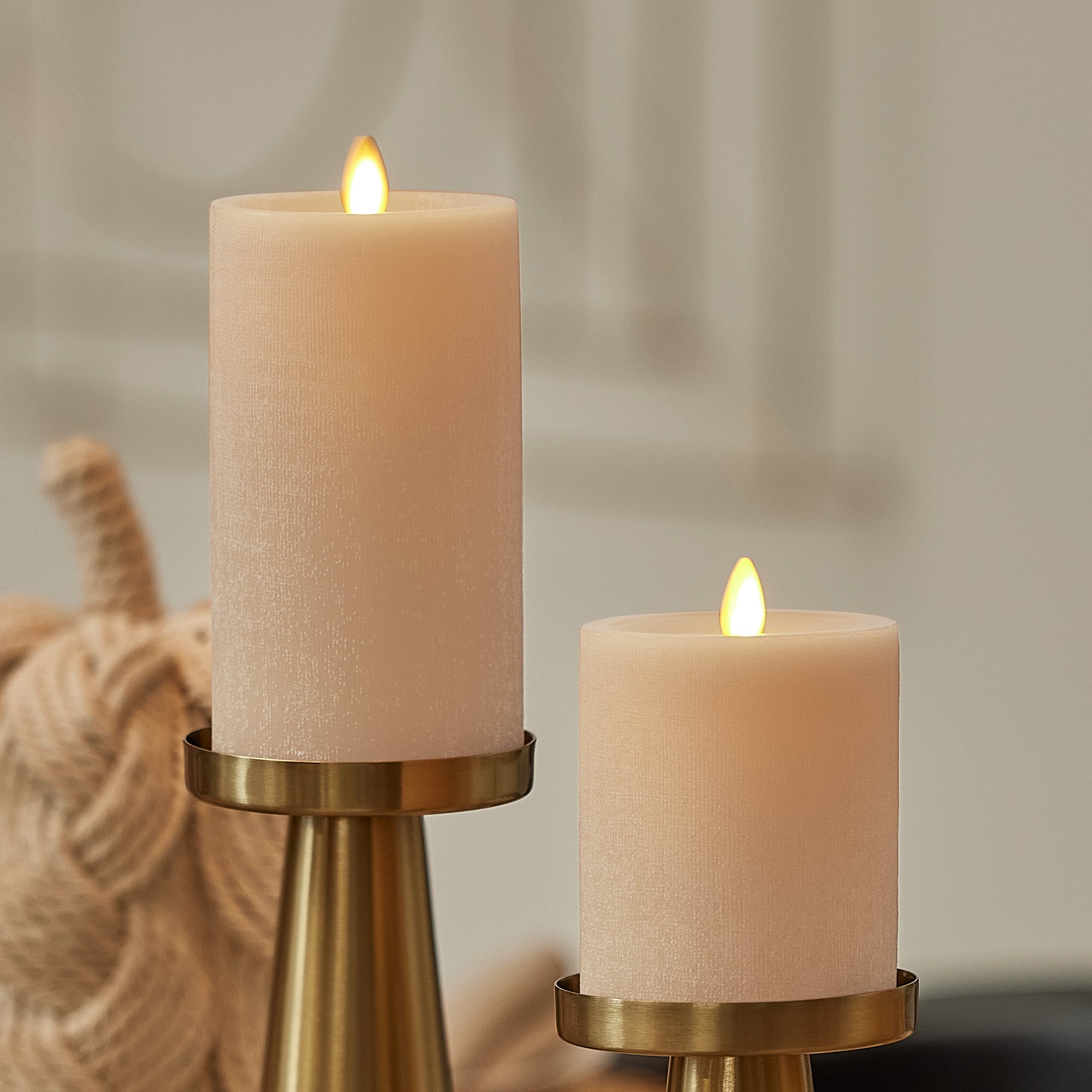 Irish Cream Chalky Linen Flameless Candle Pillar