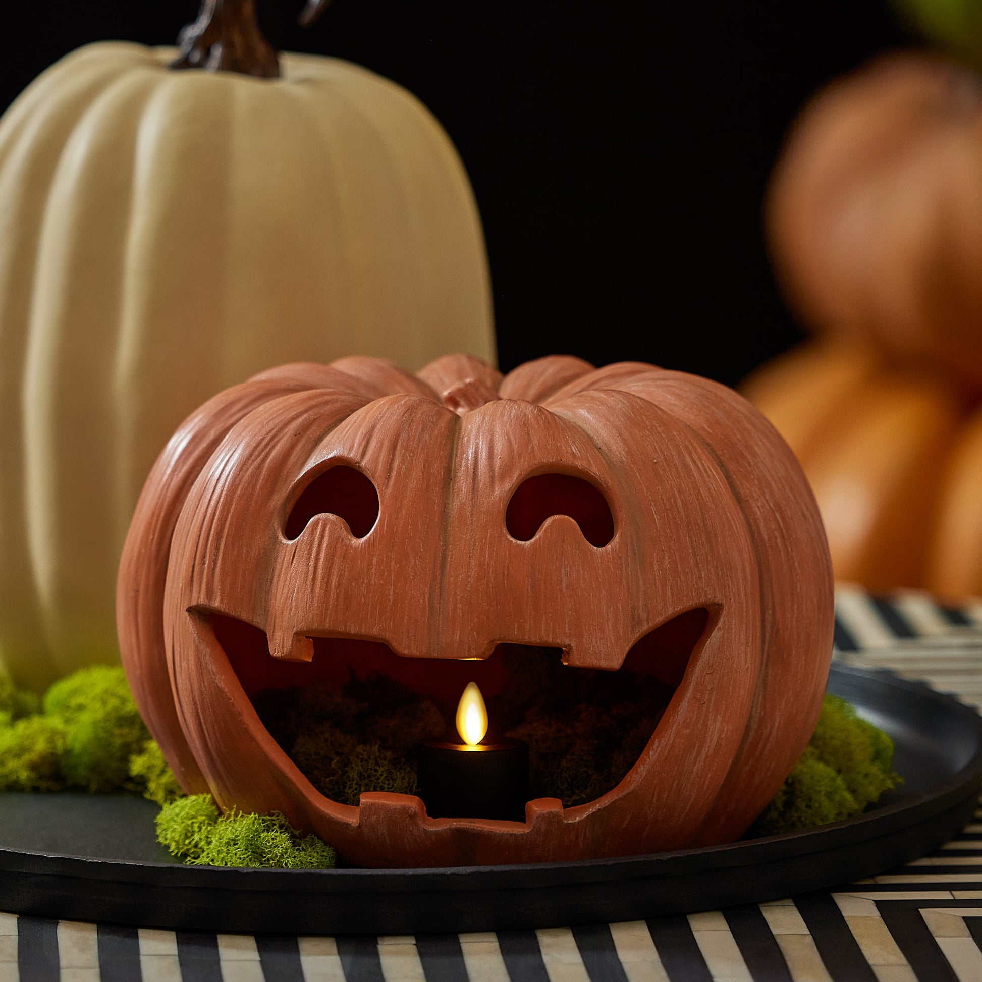 Orange Jack-o'-lantern Pumpkin Tealight Holder