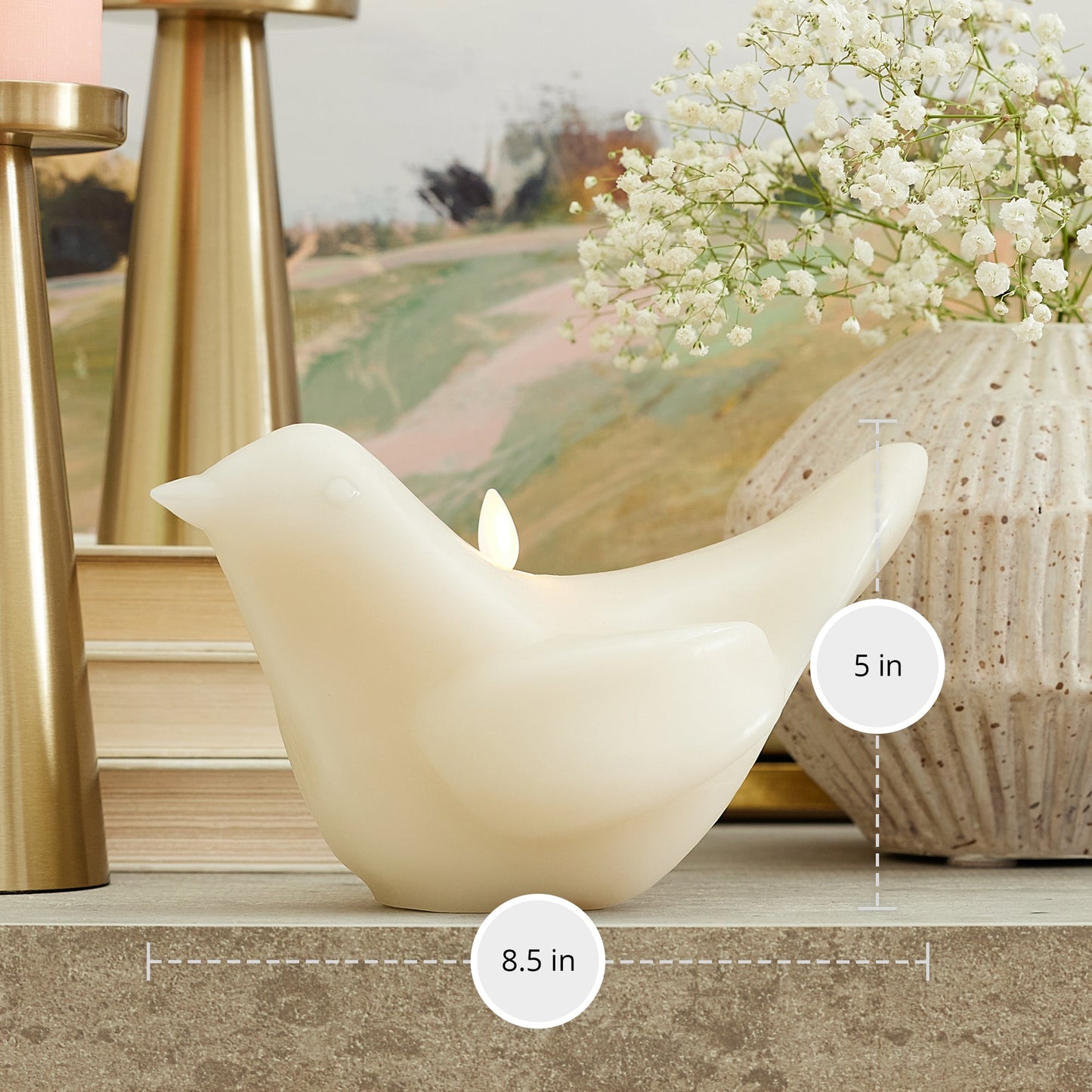 Chalk Modern Bird Flameless Candle