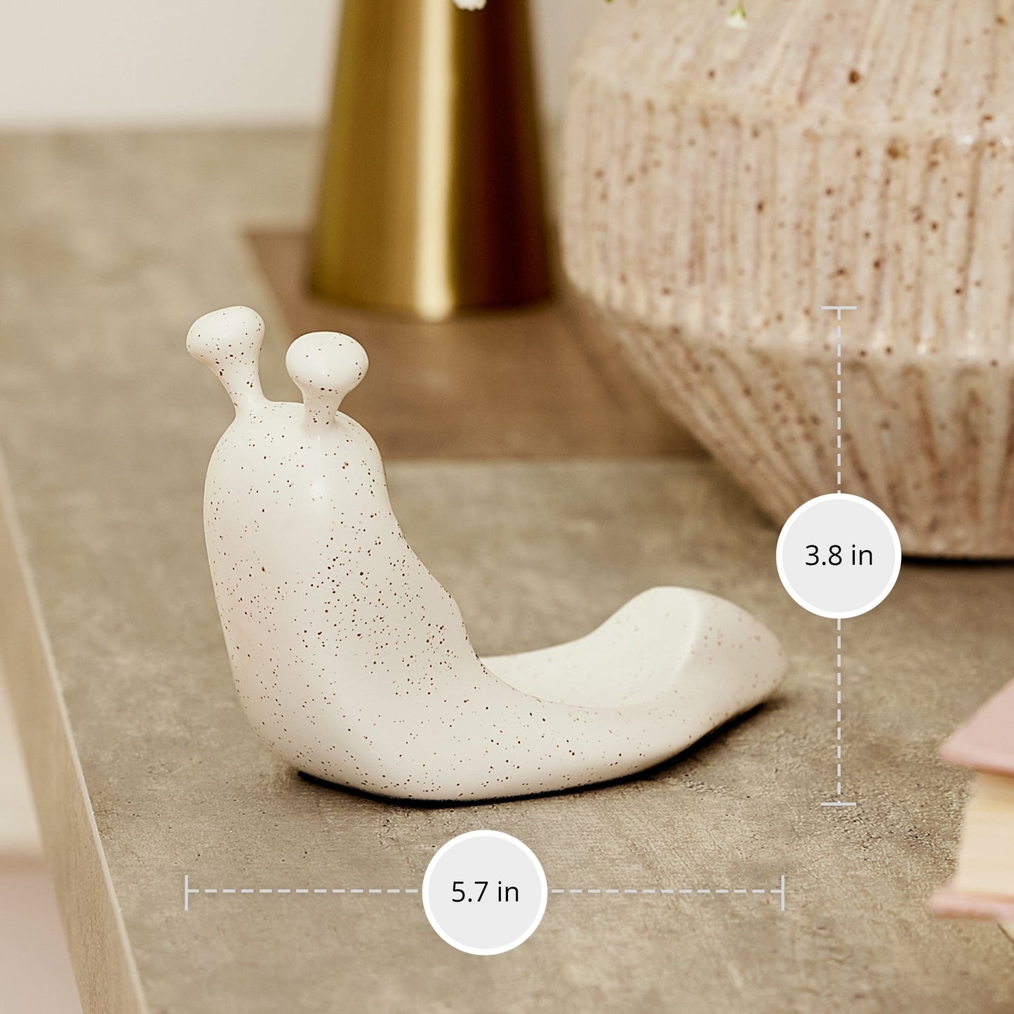 Snail Candle Holder + Mellow Peach Chalky Flameless Candle Sphere