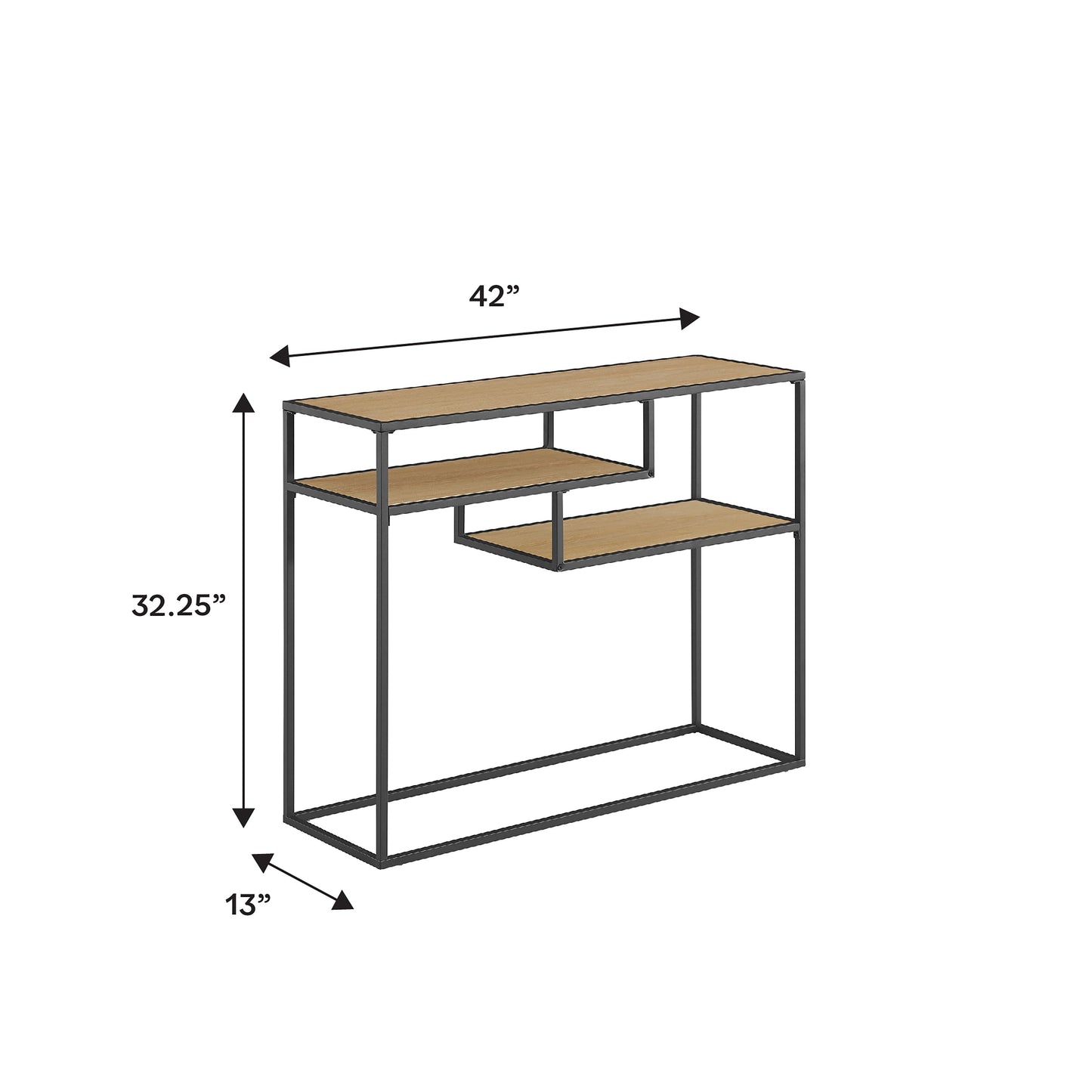 Maya 42" Metal and Wood Tiered Shelf Entry Table