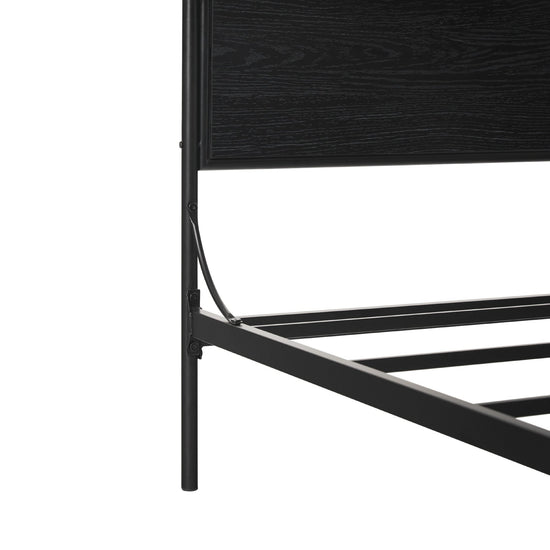 Metro Modern Metal and Wood Canopy Queen Bedframe