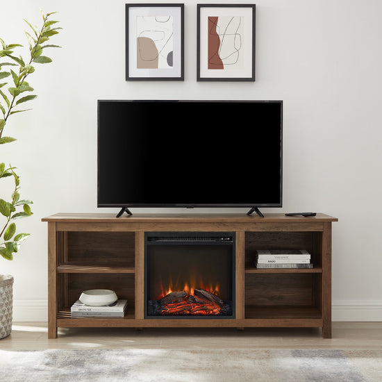 Mission-Style Fireplace TV Stand for TVs up to 65”