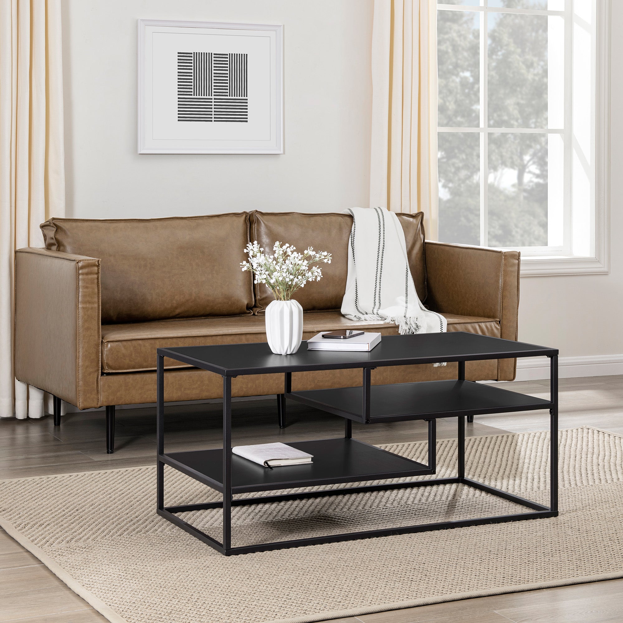 Maya 40" Contemporary Metal Coffee Table