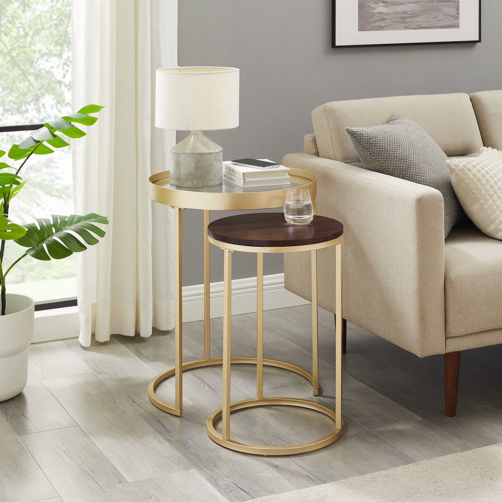 Metal and Glass Nesting Side Tables