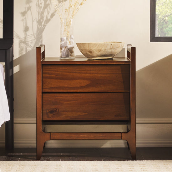 Oswald Mid-Century Modern 2-Drawer Wood Nightstand