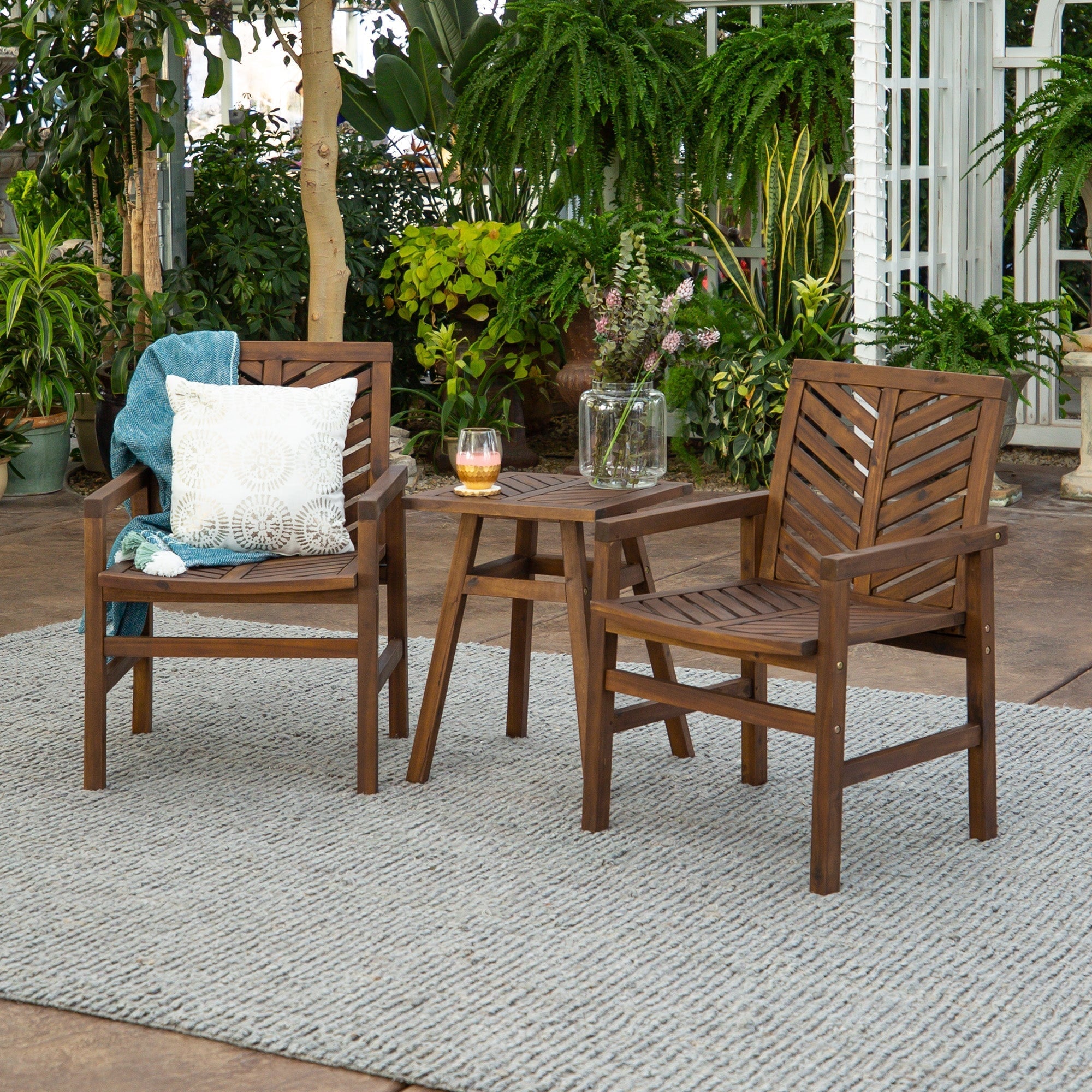 Vincent 3-Piece Chevron Outdoor Patio Chat Set