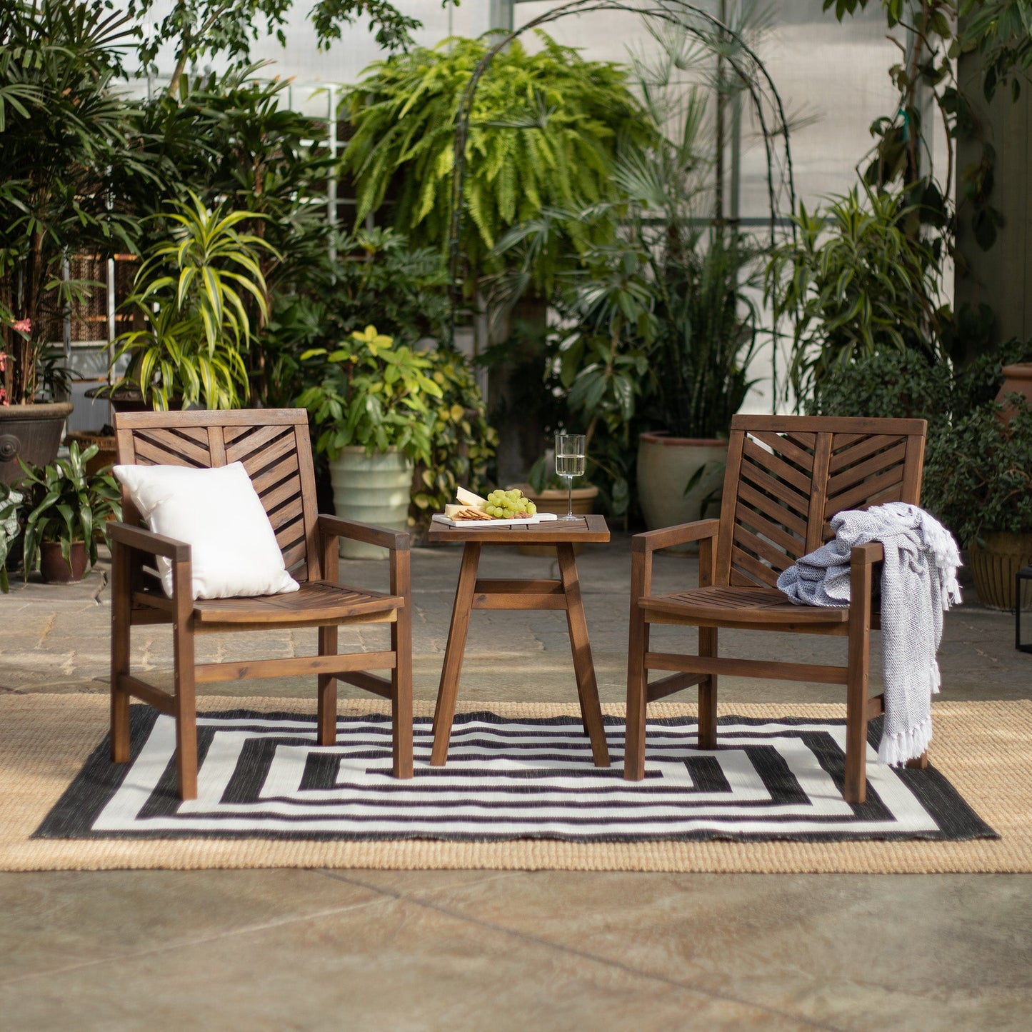 Vincent 3-Piece Chevron Outdoor Patio Chat Set