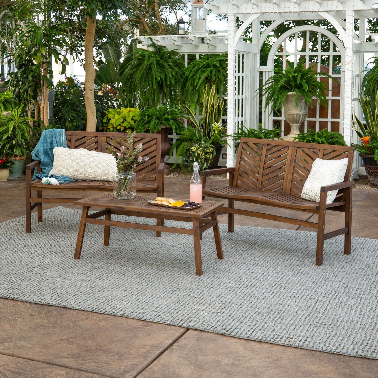 Vincent 3-Piece Outdoor Patio Loveseat Chat Set