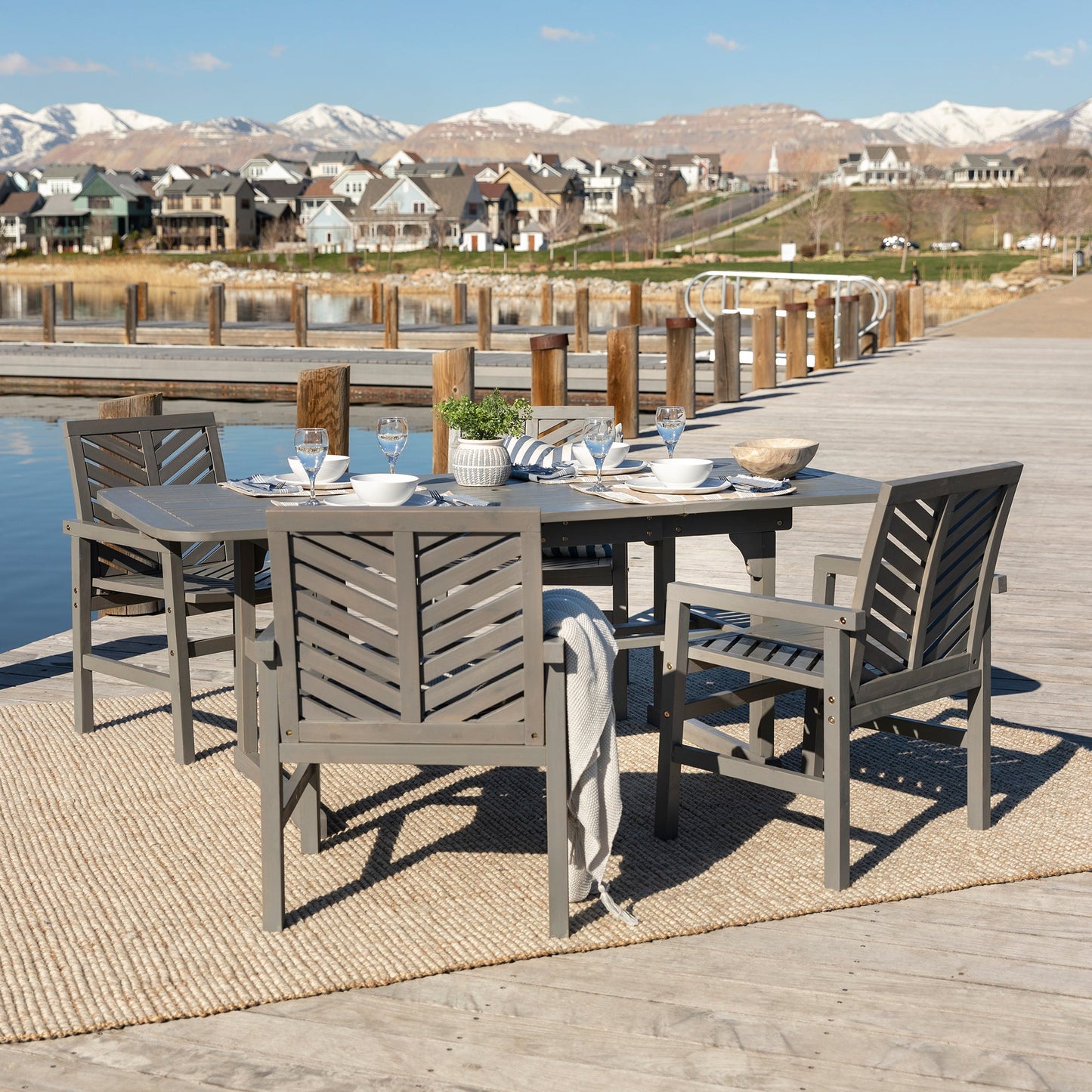 Vincent 5-Piece Extendable Outdoor Patio Dining Set