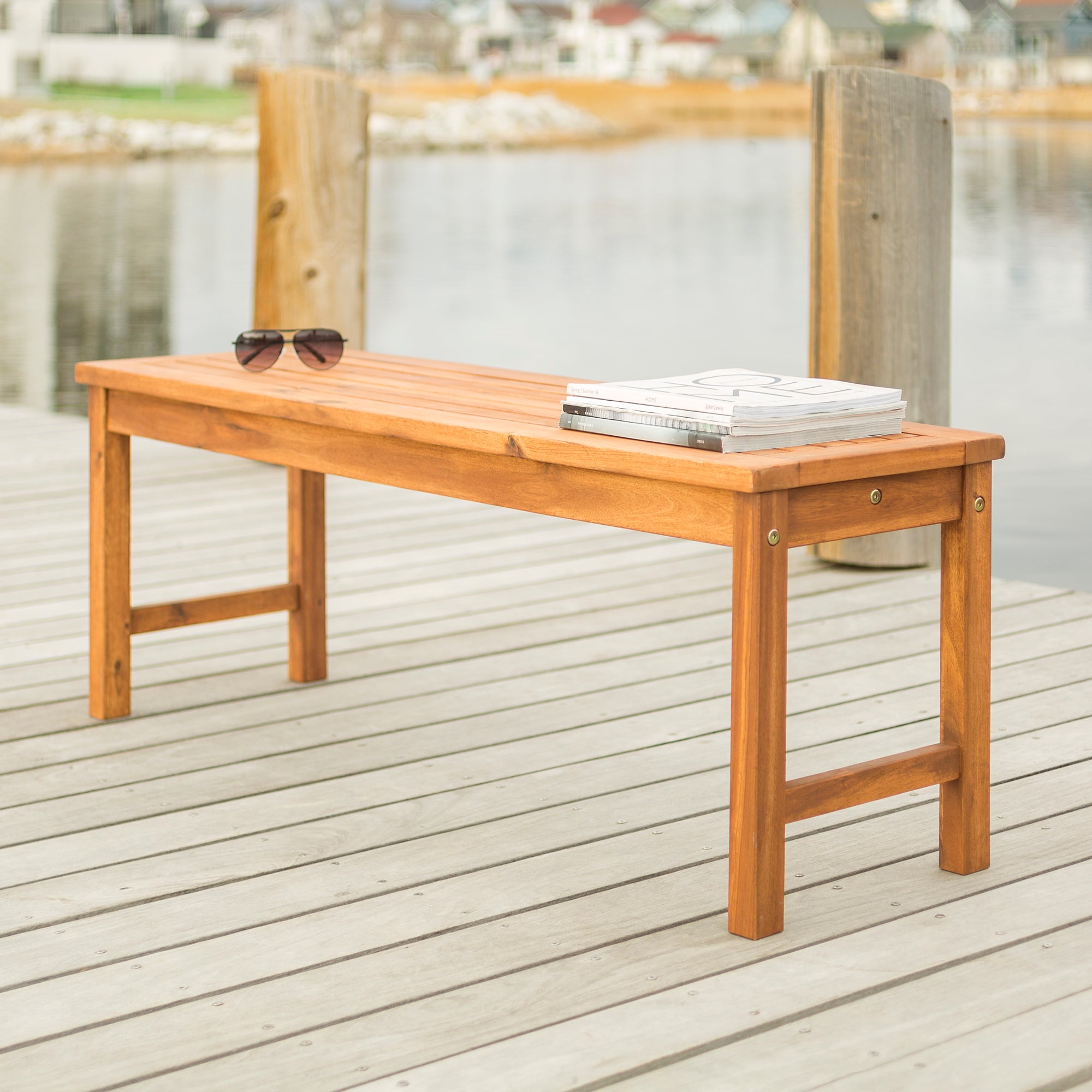 Midland Acacia Wood Outdoor Patio Bench