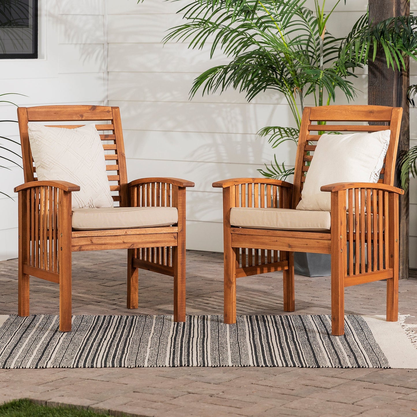 Midland Outdoor Patio Chairs with Cushions, Set of 2