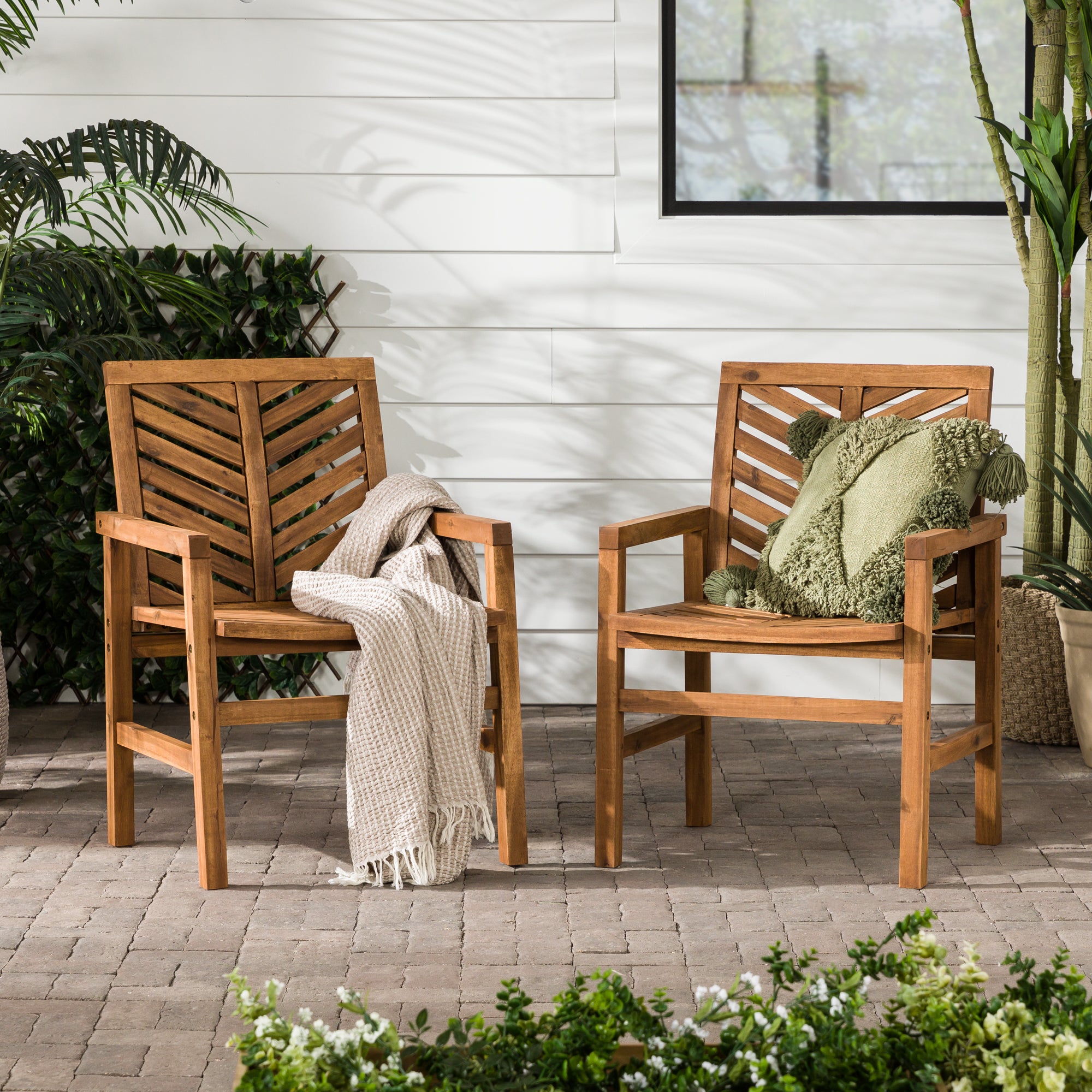 Vincent Patio Wood Chairs, Set of 2