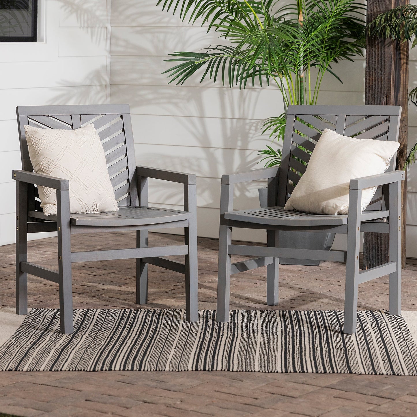 Vincent Patio Wood Chairs, Set of 2