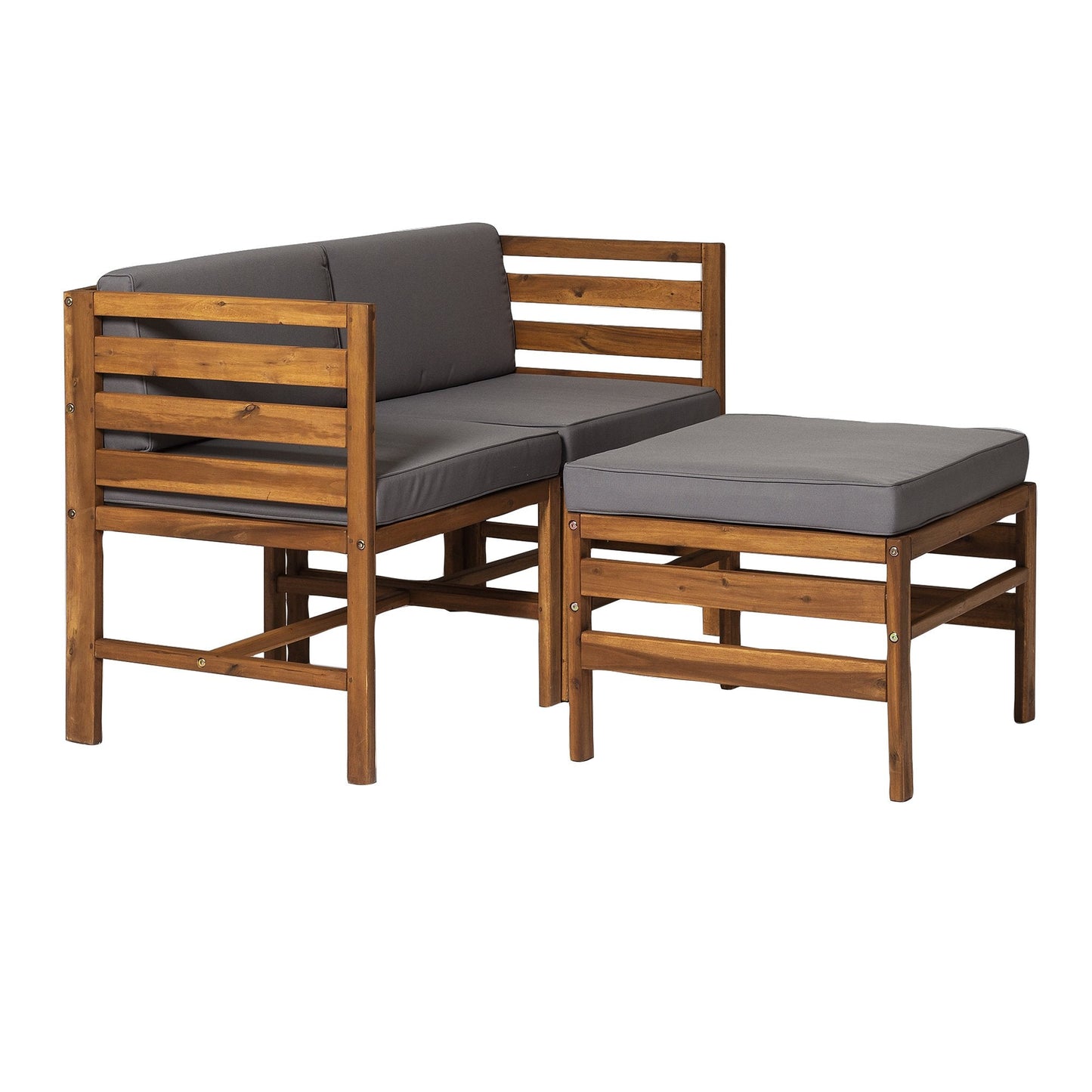 Sanibel 3-Piece Modular Acacia Chairs and Ottoman