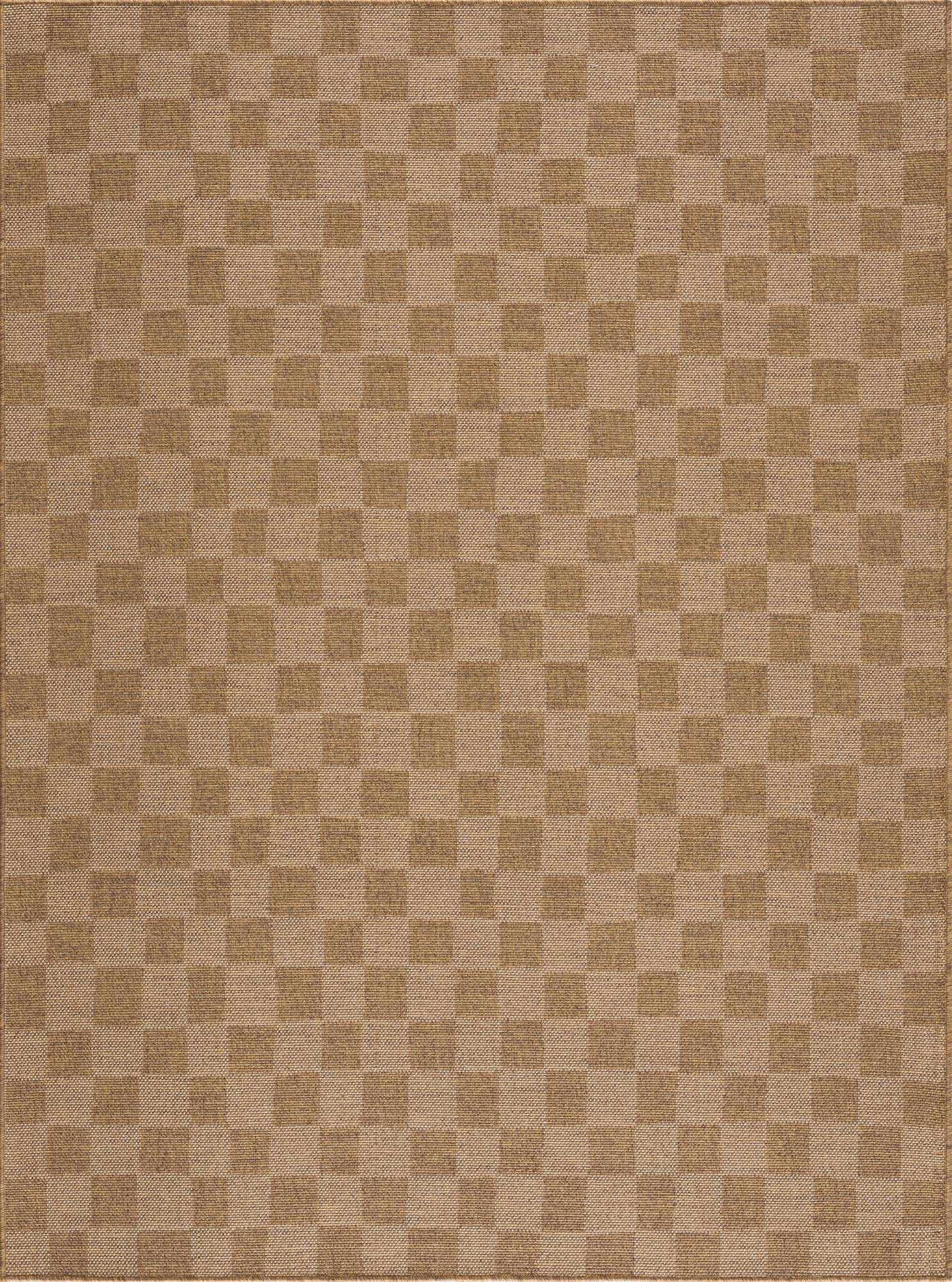 Kuval Checkered Polypropylene Rug, Brown