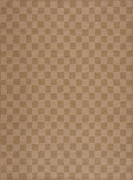 Kuval Checkered Polypropylene Rug, Brown