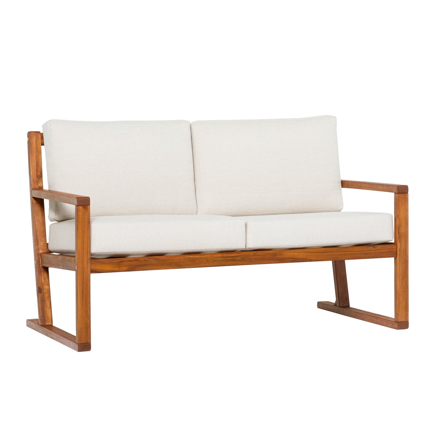 Prenton Modern Solid Wood Slatted Outdoor Loveseat