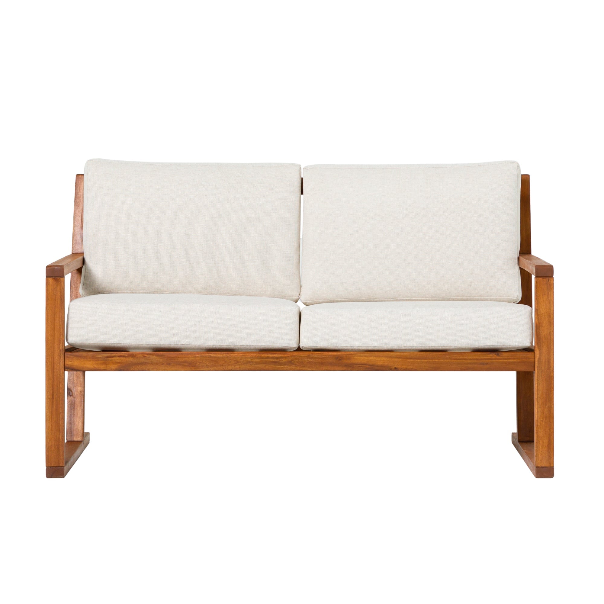 Prenton Modern Solid Wood Slatted Outdoor Loveseat