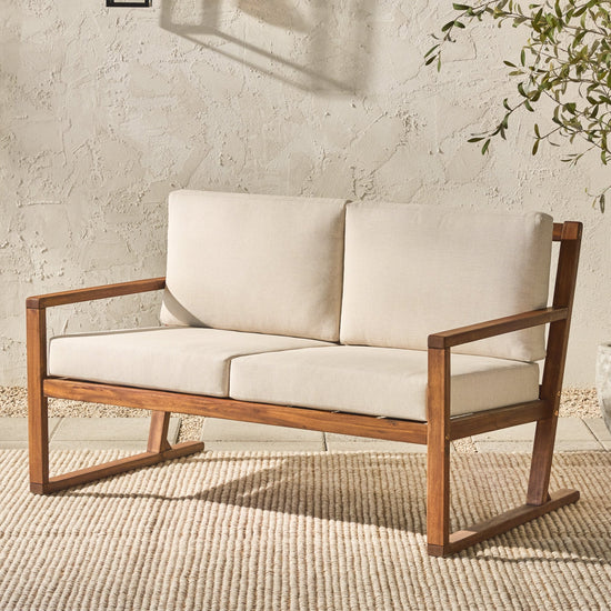 Prenton Modern Solid Wood Slatted Outdoor Loveseat