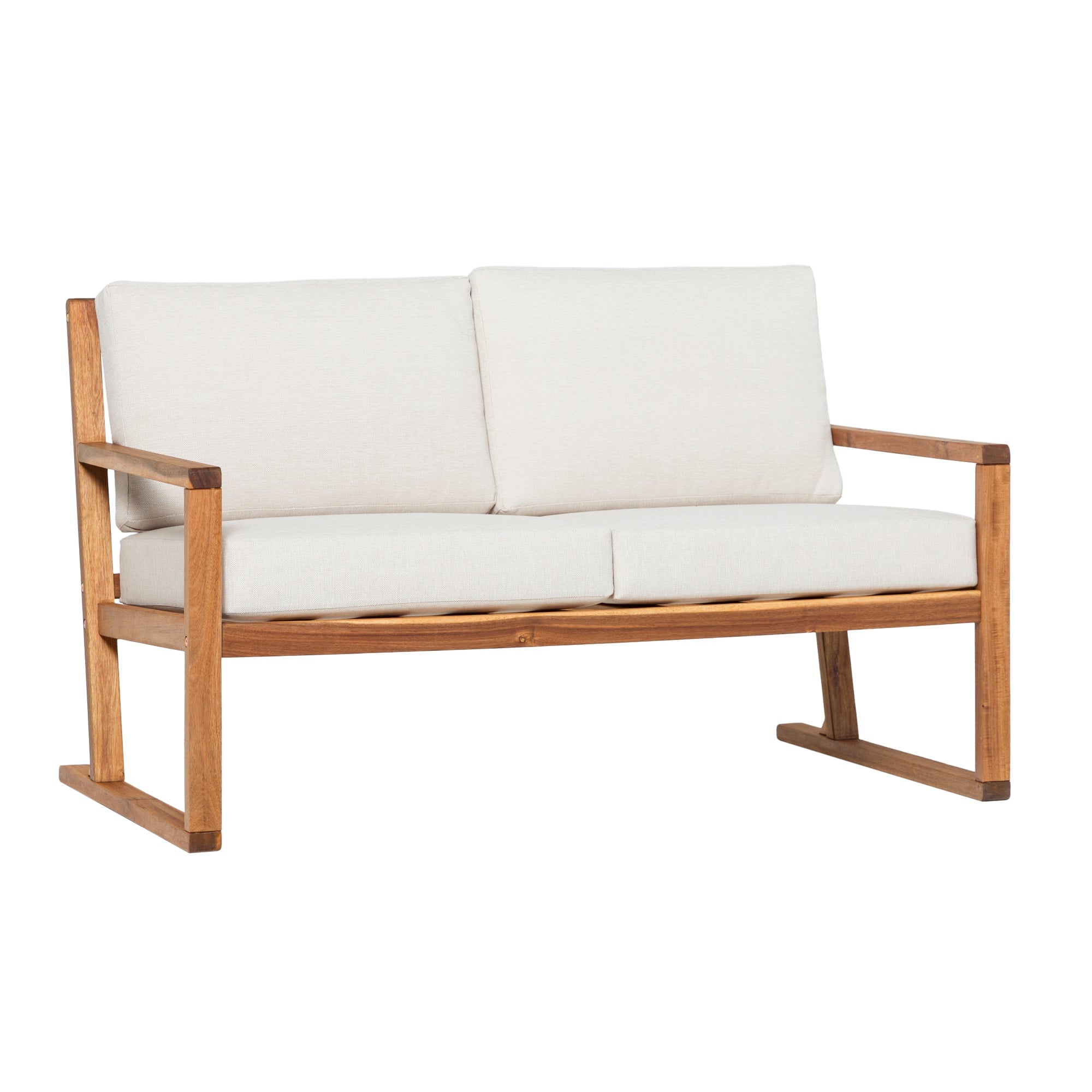 Prenton Modern Solid Wood Slatted Outdoor Loveseat