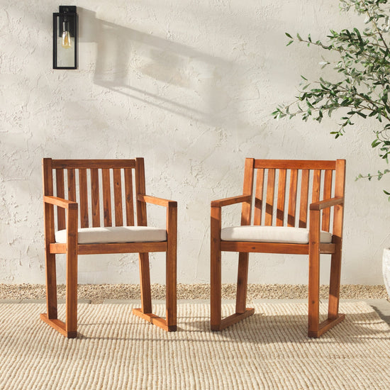 Prenton 2-Piece Modern Solid Wood Slatted Outdoor Dining Chair