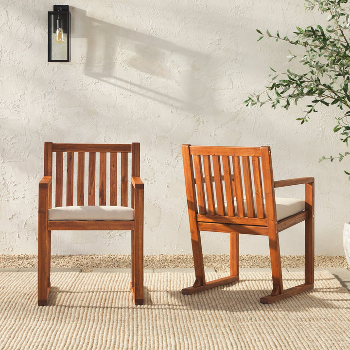 Prenton 2-Piece Modern Solid Wood Slatted Outdoor Dining Chair