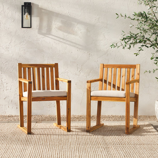 Prenton 2-Piece Modern Solid Wood Slatted Outdoor Dining Chair