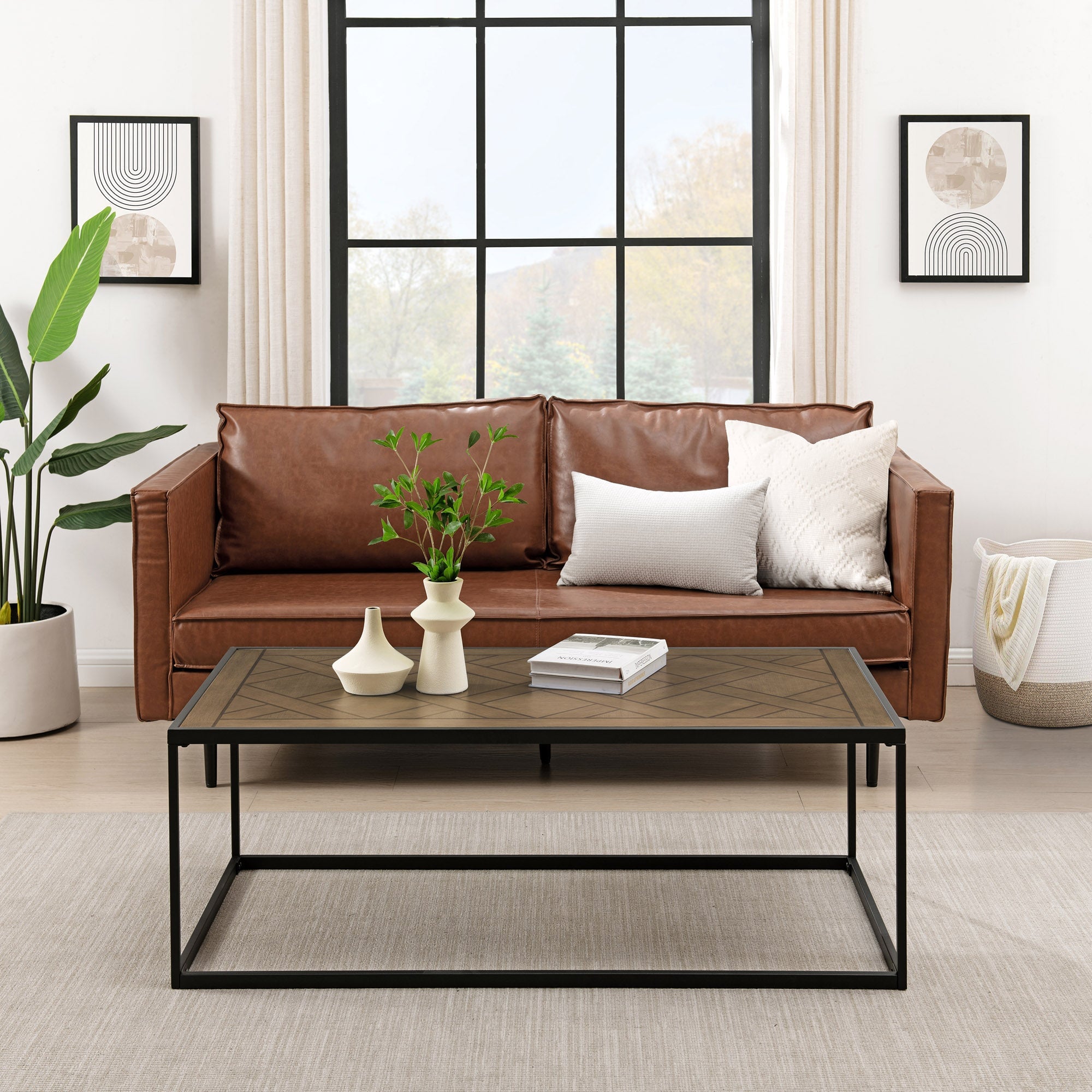 Parquet Contemporary Decorative Rectangle Coffee Table