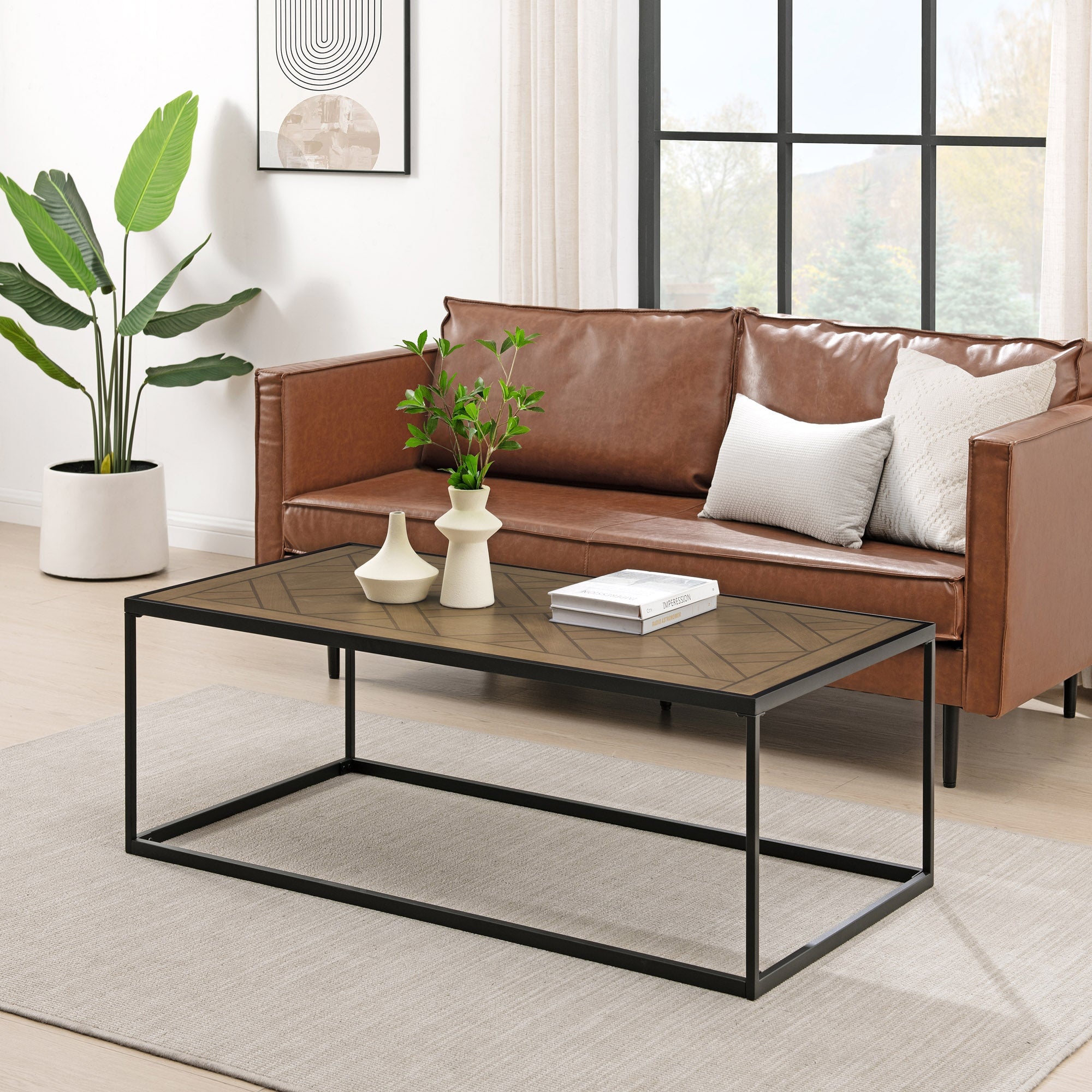 Parquet Contemporary Decorative Rectangle Coffee Table