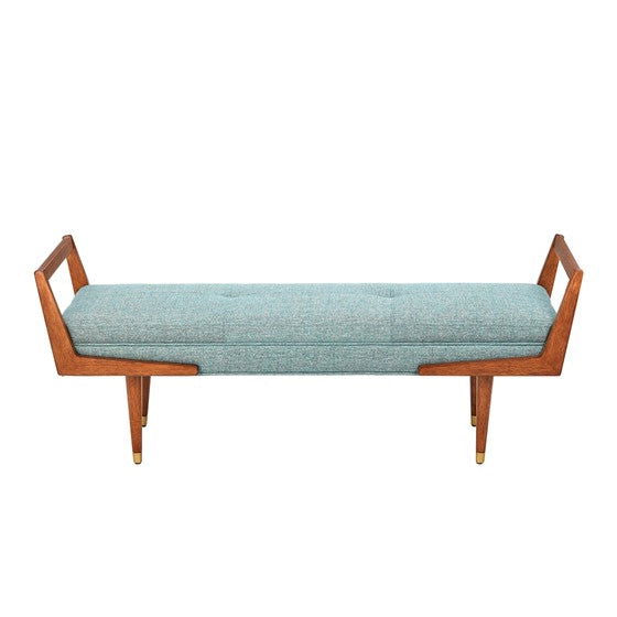 Boomerang Bench - Blue/Pecan - Mac & Mabel