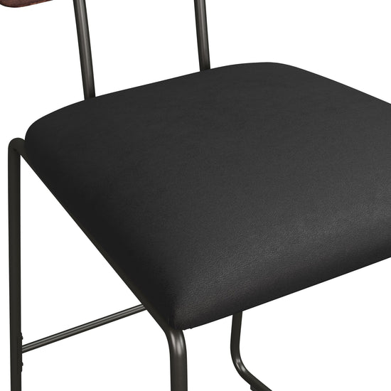 Roland Modern 2-Piece Faux Leather Metal and Wood Counter Stool Set