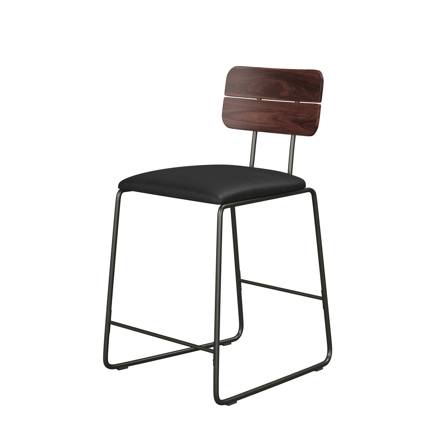 Roland Modern 2-Piece Faux Leather Metal and Wood Counter Stool Set