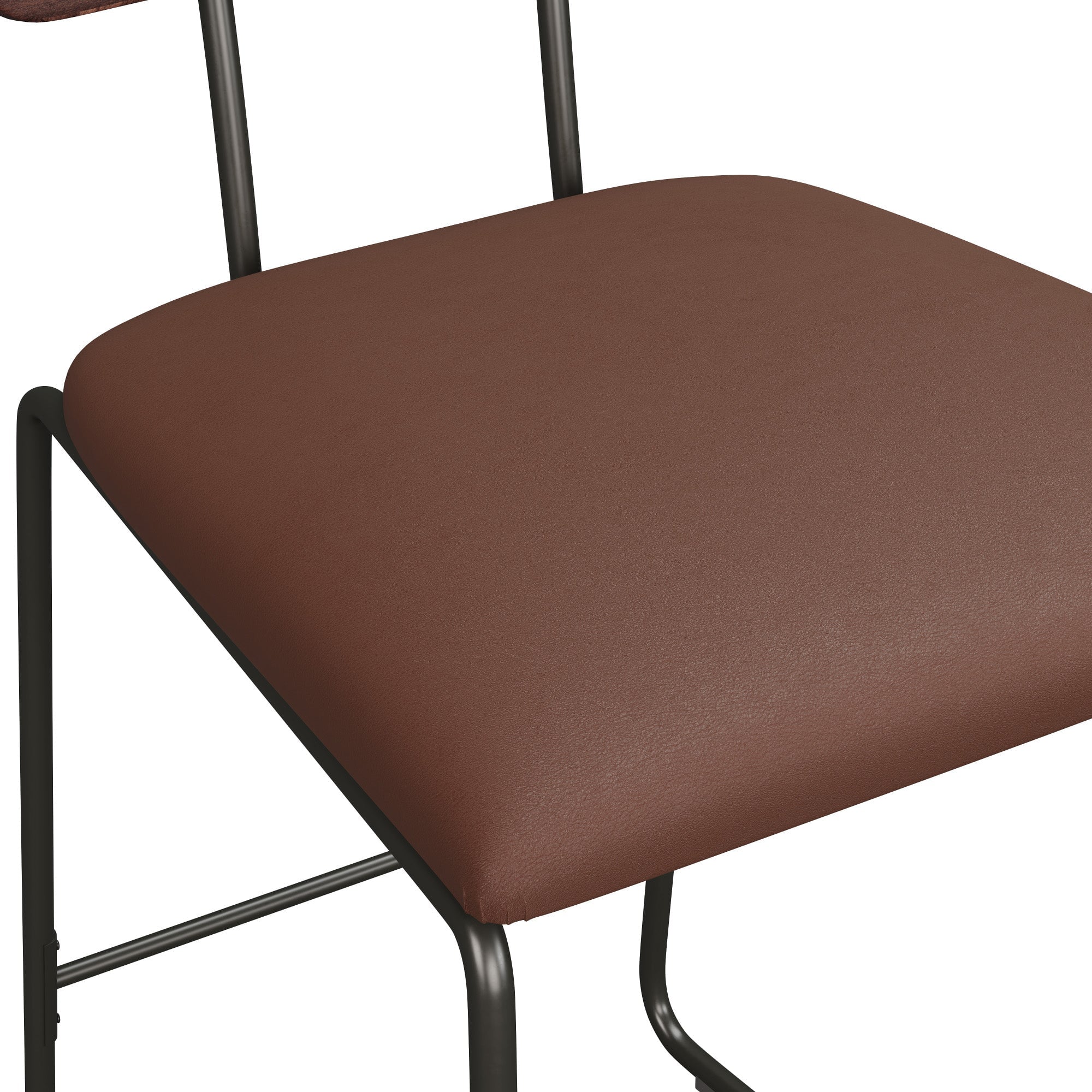 Roland Modern 2-Piece Faux Leather Metal and Wood Counter Stool Set