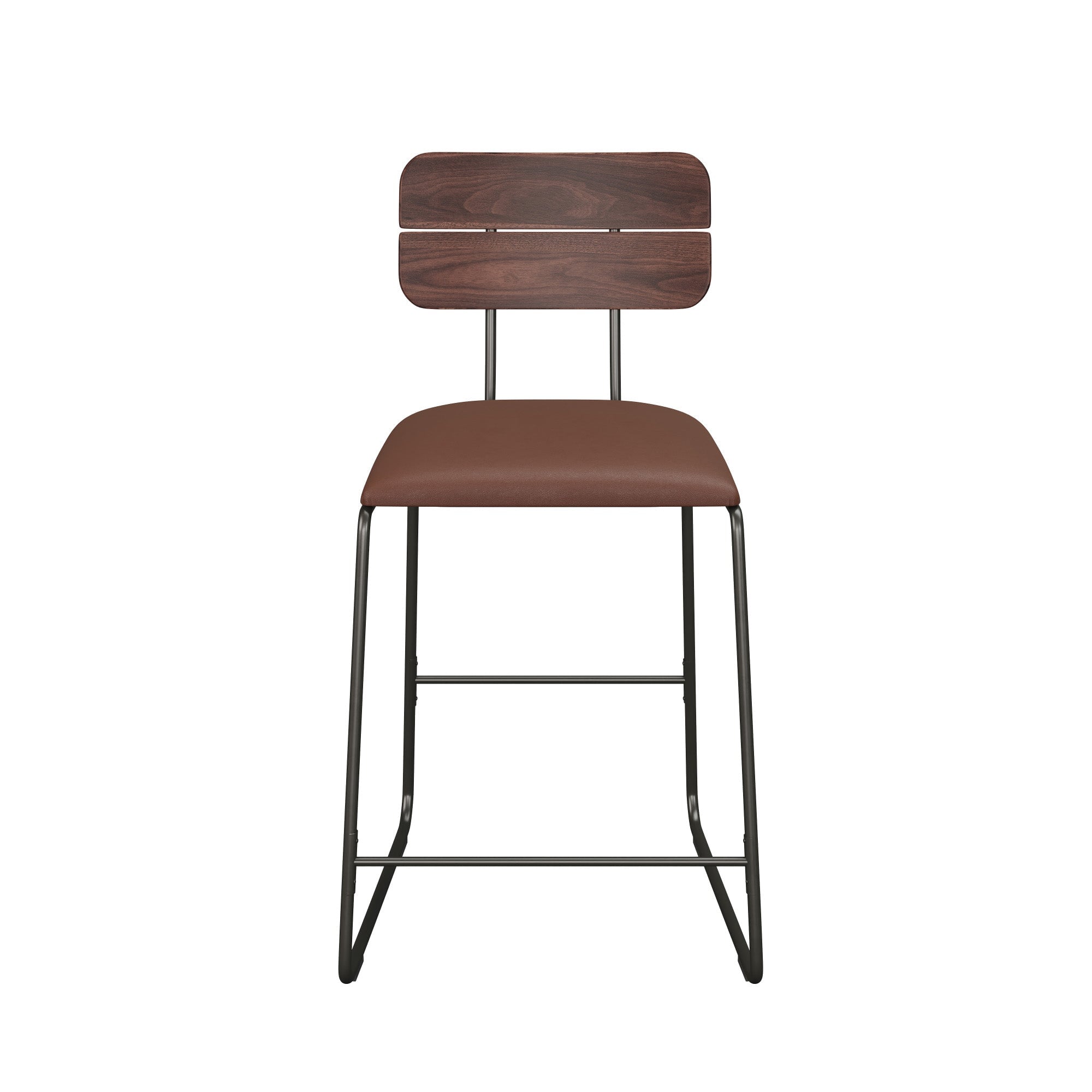 Roland Modern 2-Piece Faux Leather Metal and Wood Counter Stool Set