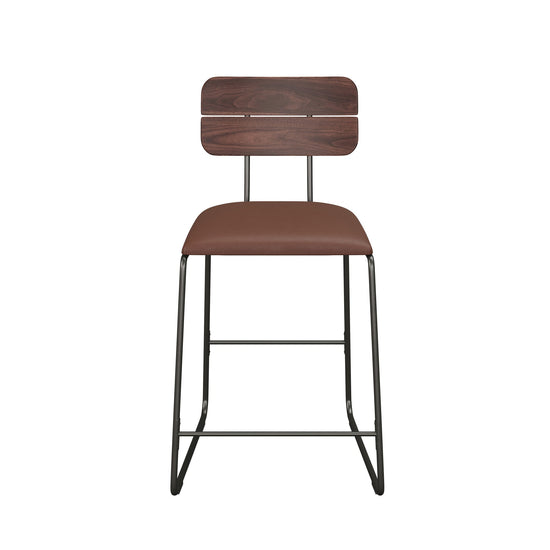 Roland Modern 2-Piece Faux Leather Metal and Wood Counter Stool Set