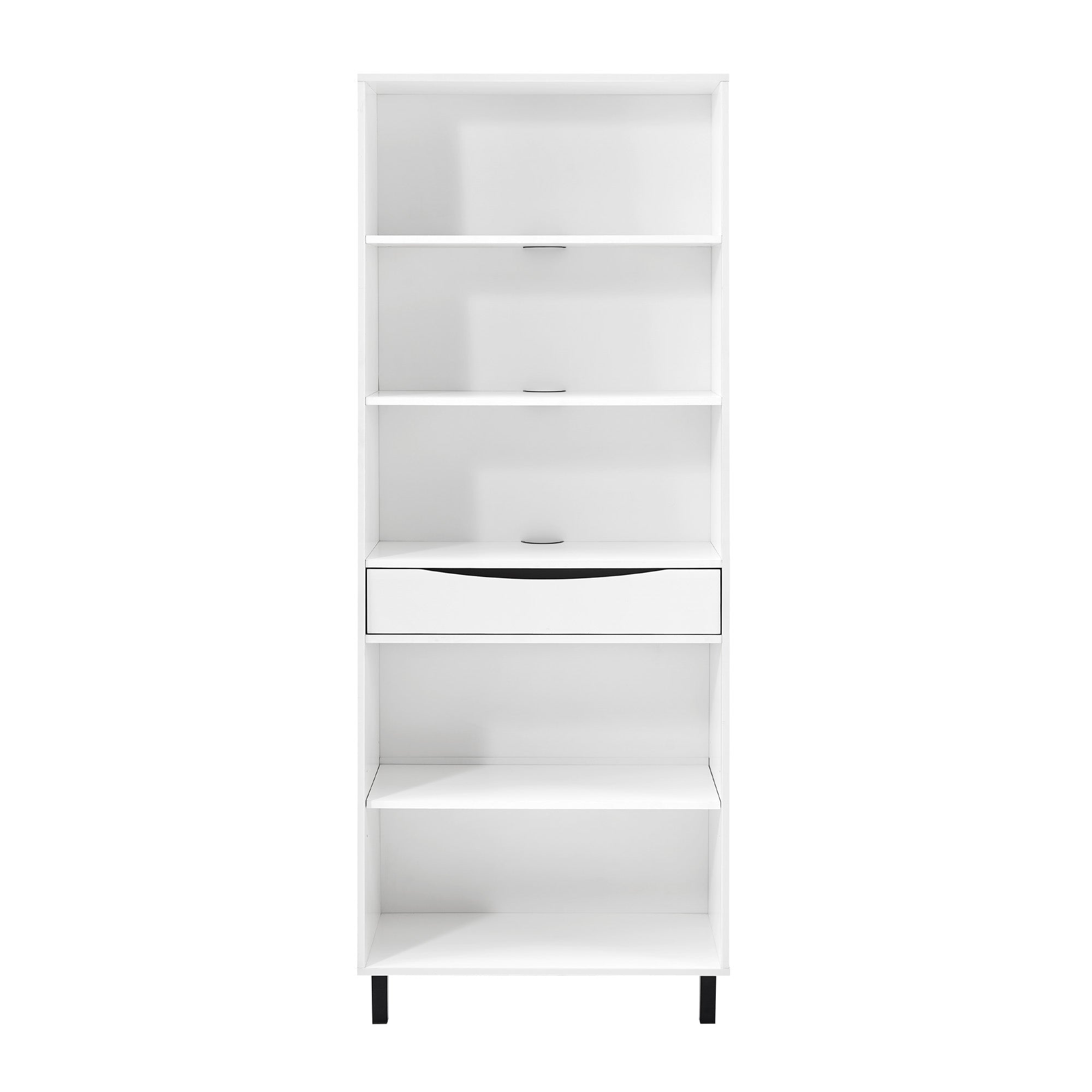 Modern 5-Shelf Bookshelf with Drawer