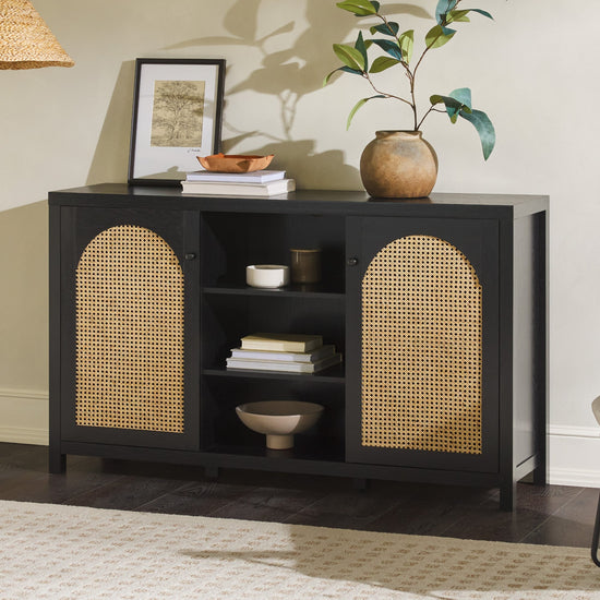 Sasha 58" 2 Door Sideboard with Arched Rattan Panels