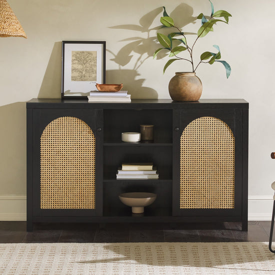 Sasha 58" 2 Door Sideboard with Arched Rattan Panels