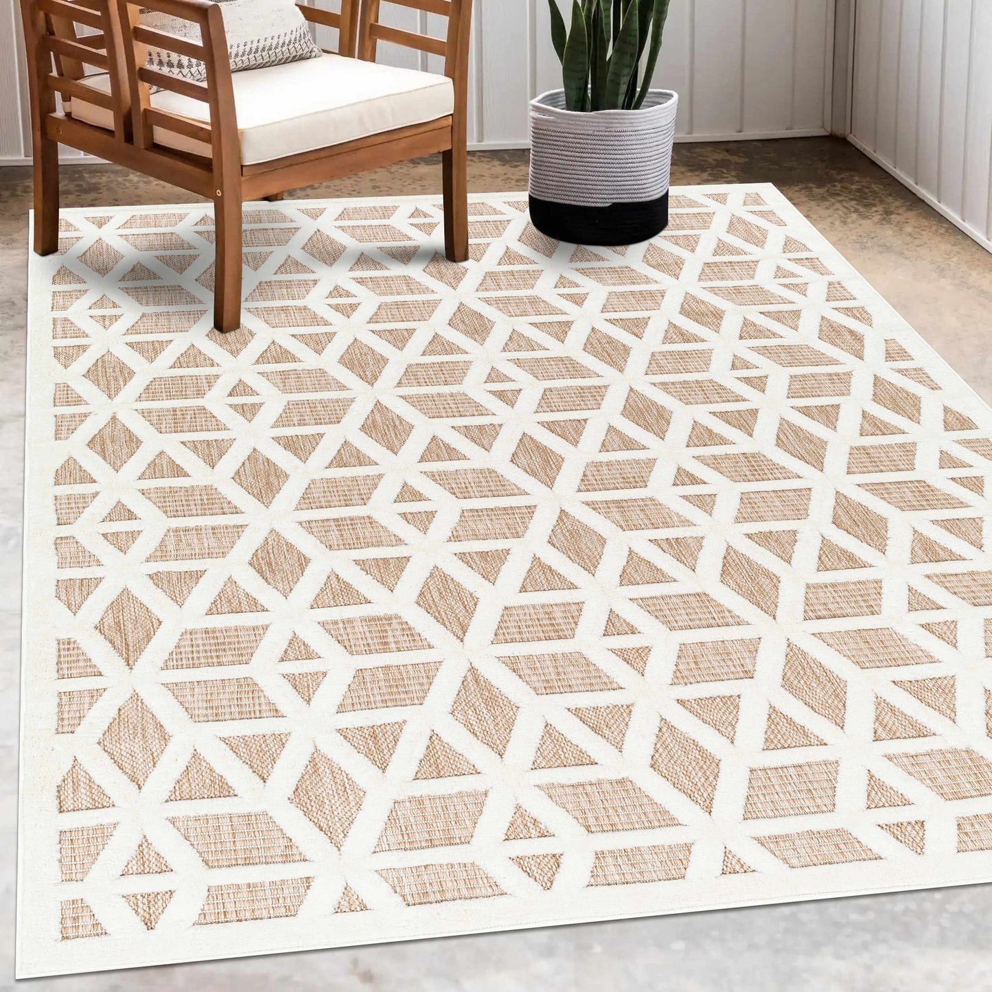 Nuri Polypropylene Outdoor Rug, Tan